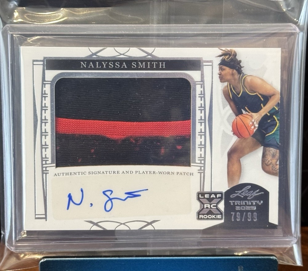 Nalyssa Smith 2023 Leaf Trinity Rookie Auto with Player-Worn Patch