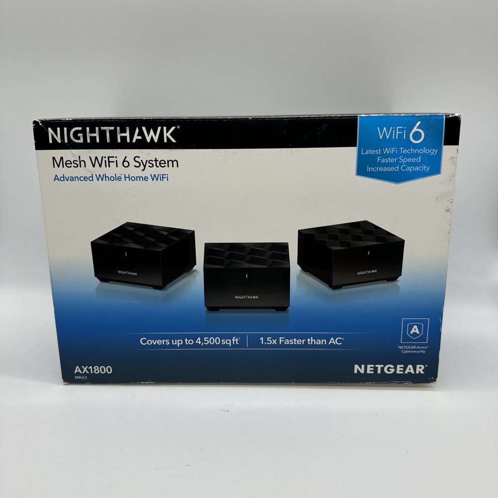 NEW SEALED NETGEAR Nighthawk MK63S AX1800 Dual-Band Mesh Wi-Fi 6 System