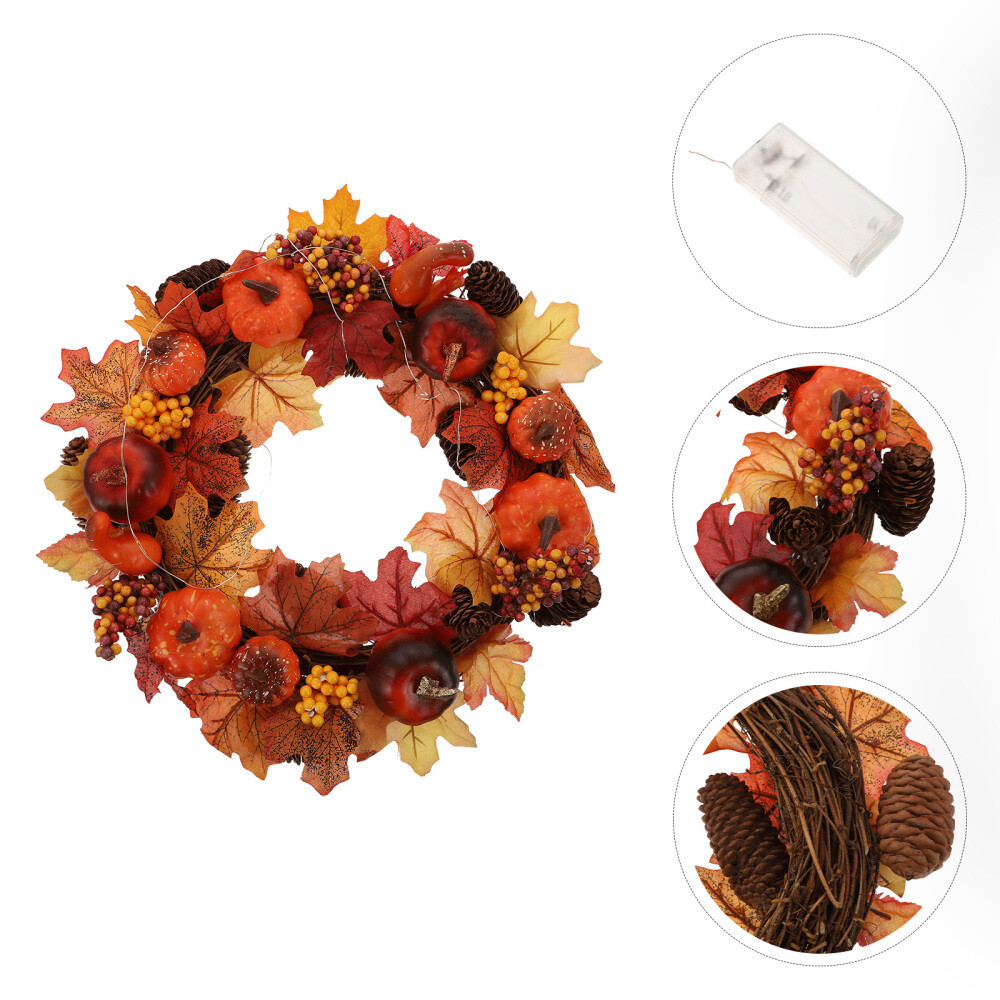 Vibrant Pumpkin Maple Leaf Wreath for Fall, Thanksgiving, and Christmas Decor