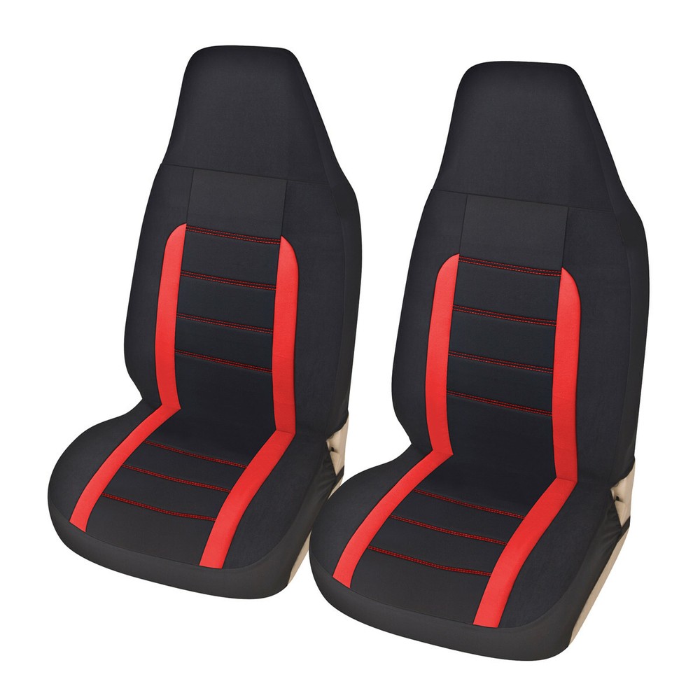 Breathable Black Red Car Seat Covers 2PCS High Bucket Back Design