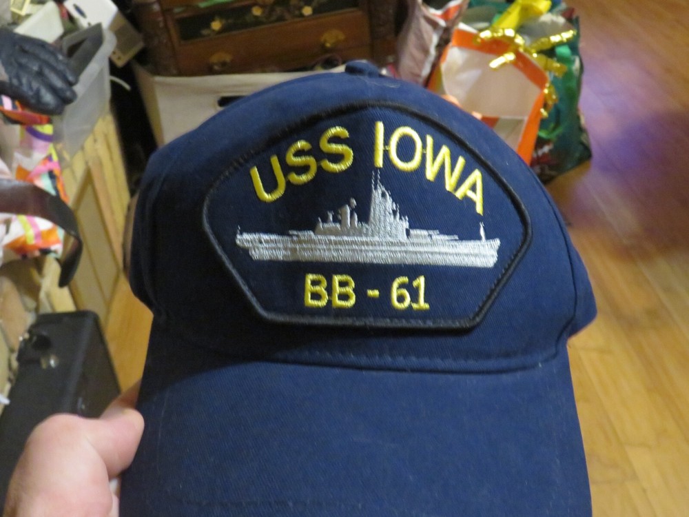 Vintage USS Iowa BB-61 US Navy Ship Snapback Baseball Cap