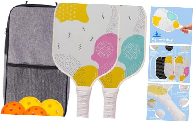 Pickleball Paddles, Pickle Ball Set with 2 Rackets 4 Pickle Balls, Non-Slip