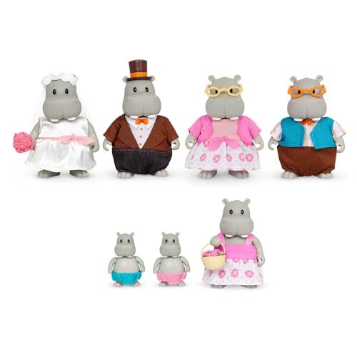 – The Pitterpotemus Hippo Family – Wedding Set of 7 Big Hippo Family