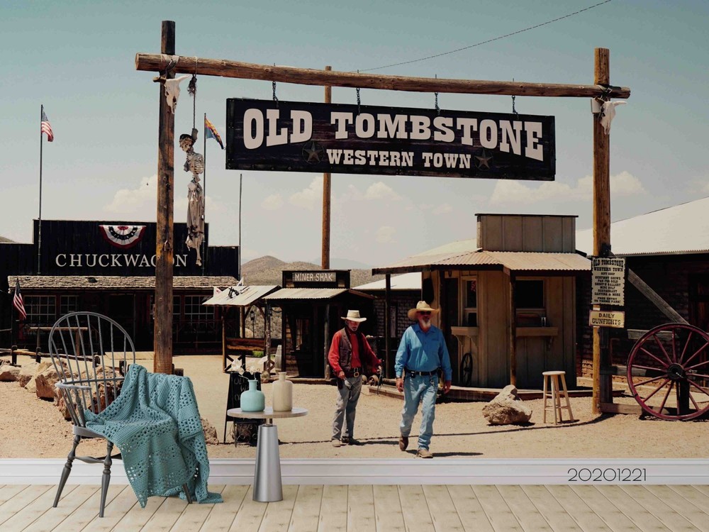 3D Western Cowboy House Landscape Wall Murals Wallpaper Murals Wall Sticker