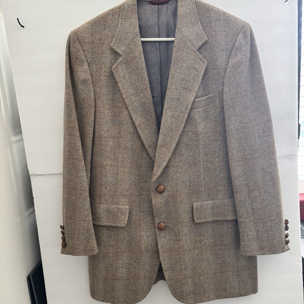 Hart Schaffner Marx Silverwood's Brown Tweed Houndstooth Wool Blazer Men's 42R