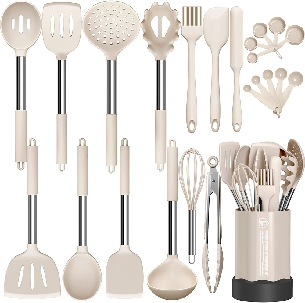 Silicone Cooking Utensil Set,  Non-Stick Kitchen Utensil 24 Pcs Cooking Utensils