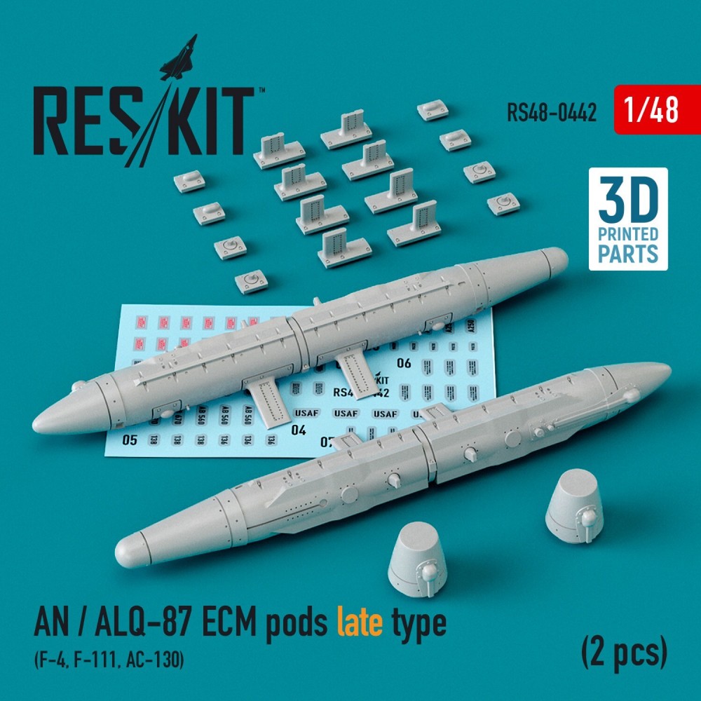 AN/ALQ-87 ECM Pods Late (2) F-4 F-111 AC-130 1/48 3D ResKit RS48-0442