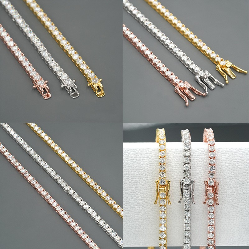 VVS1 D Color Moissanite Tennis Bracelet in 925 Sterling Silver Unisex 4-5mm 6-9 Inch