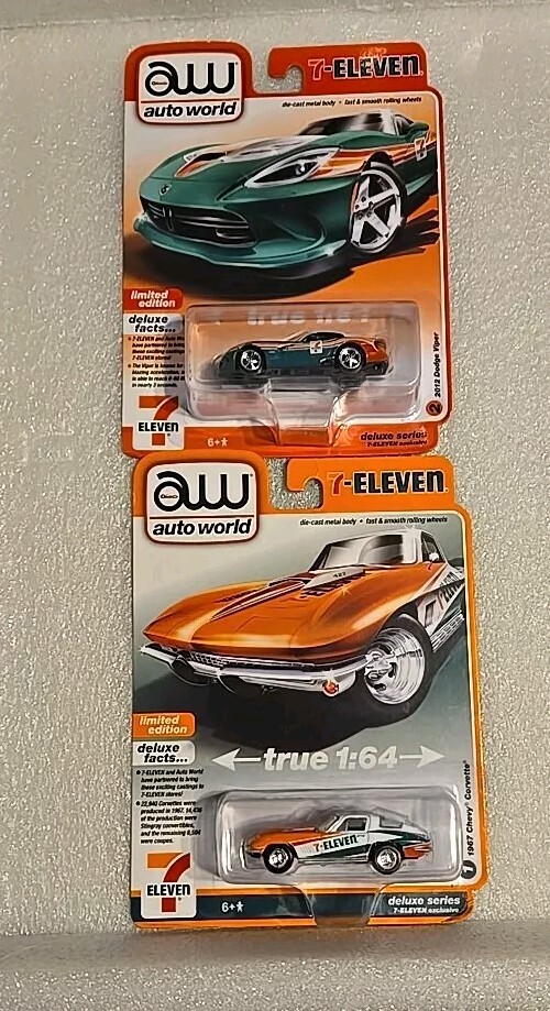Auto World 7-Eleven Limited Edition 1967 Corvette & 2012 Viper 1:64 Scale