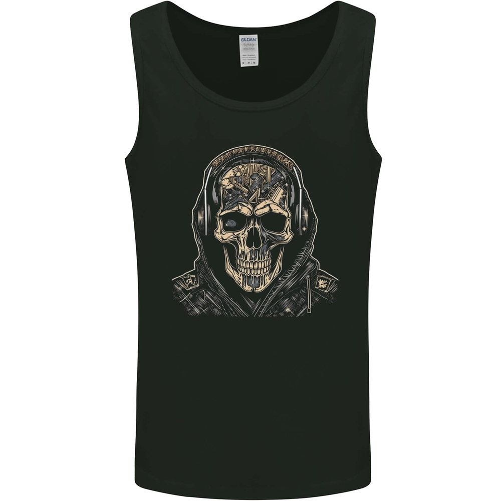 Urban Skull With Headphones Mens Vest Tank Top
