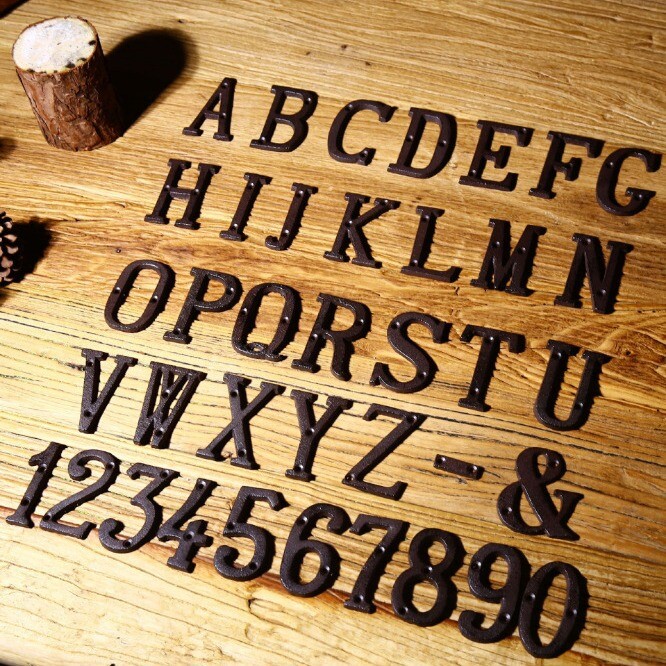 Cast Wrought Iron Black Antique House Door Alphabet Letters and Numbers HOT!