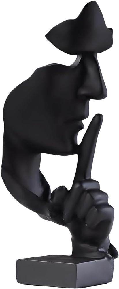 Thinker Statue, Silence Is Gold Abstract Art Figurine, Modern Home Resin Sculptu