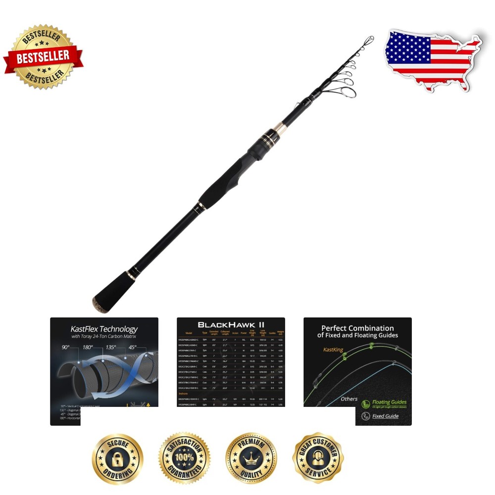 Advanced Blackhawk II 7.5ft Telescopic Rod with EVA Grip - Fishing Made Easy