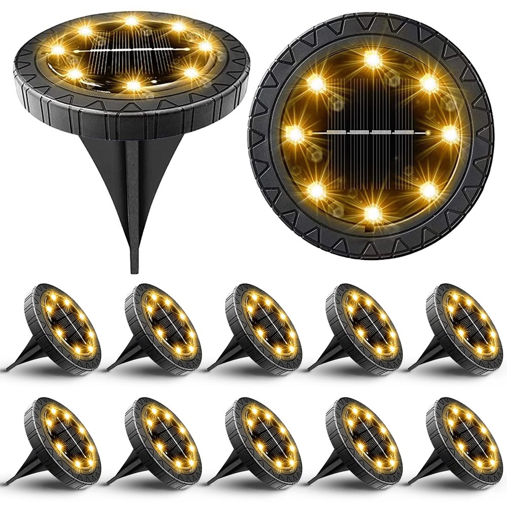 12-Pack Solar LED Ground Lights – Waterproof Outdoor Solar Lighting for Yards & Gardens