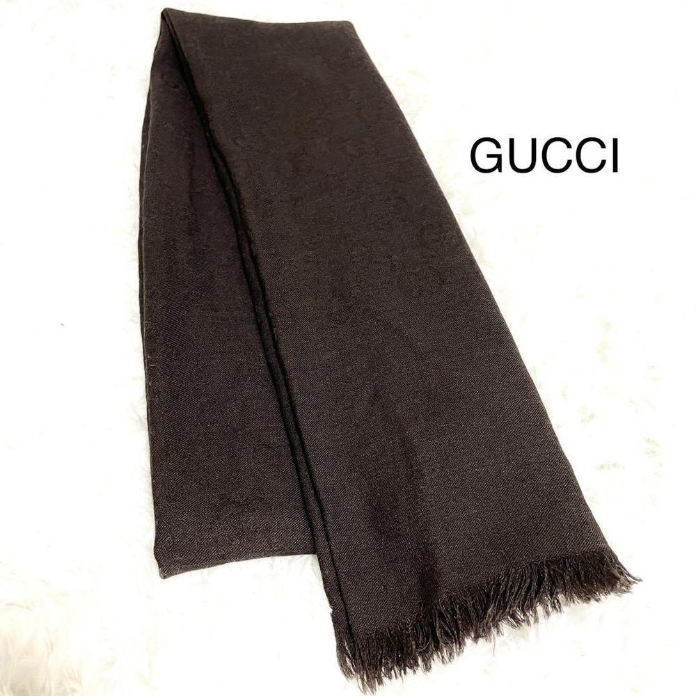 Gucci GG Logo Stole Dark Brown From Japan