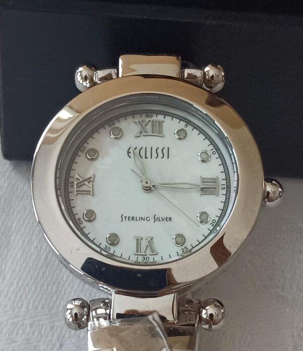 NIB Vtg Ecclissi Sterling Silver 925 Mother of Pearl Bracelet Watch Bezel Change