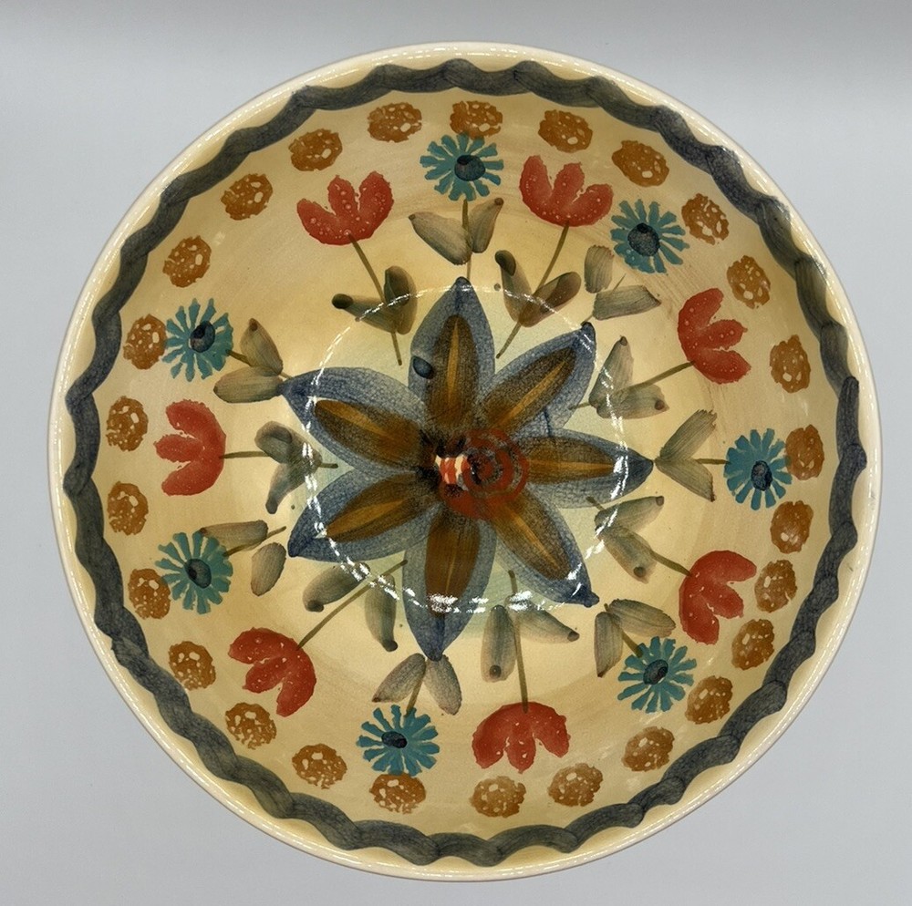 Italian Floral Ceramic Pasta Bowl 8.25