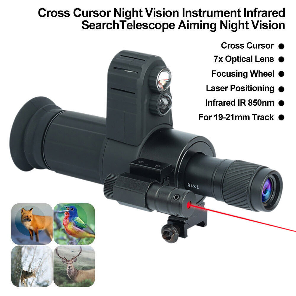 850nm Digital Night Vision Monocular & Laser 7X Infrared Scope Cross Cursor 400m