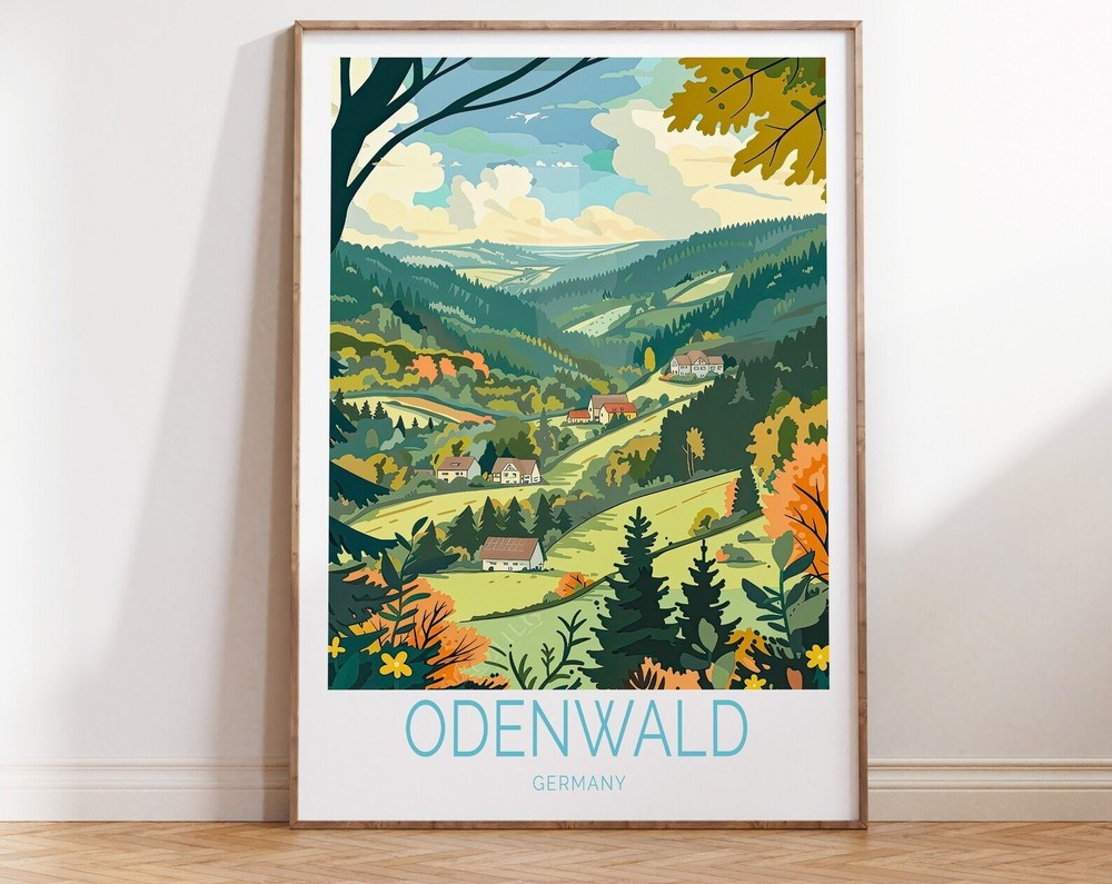 Odenwald Travel Poster Germany Odenwald Wall Art Odenwald Forest Poster