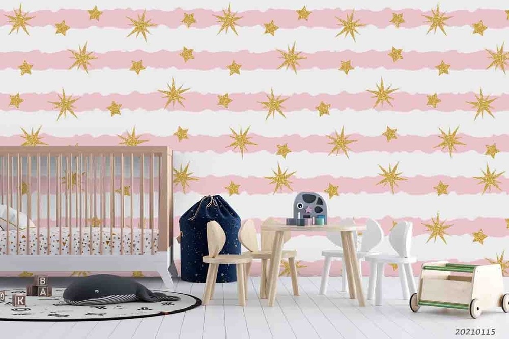 3D Gold Stars Pattern Wall Murals Wallpaper Murals Wall Sticker