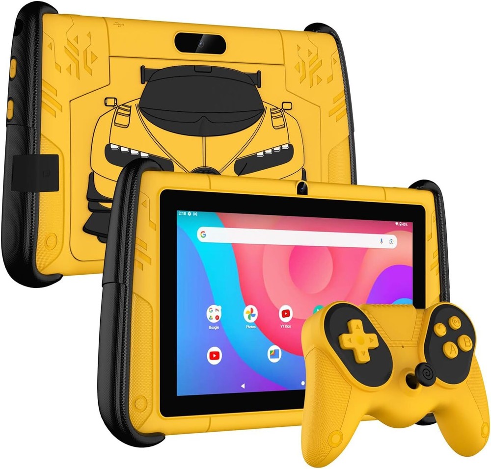 7 Inch Kids Tablet, Android 12 Tablet for Children with Game Yellow