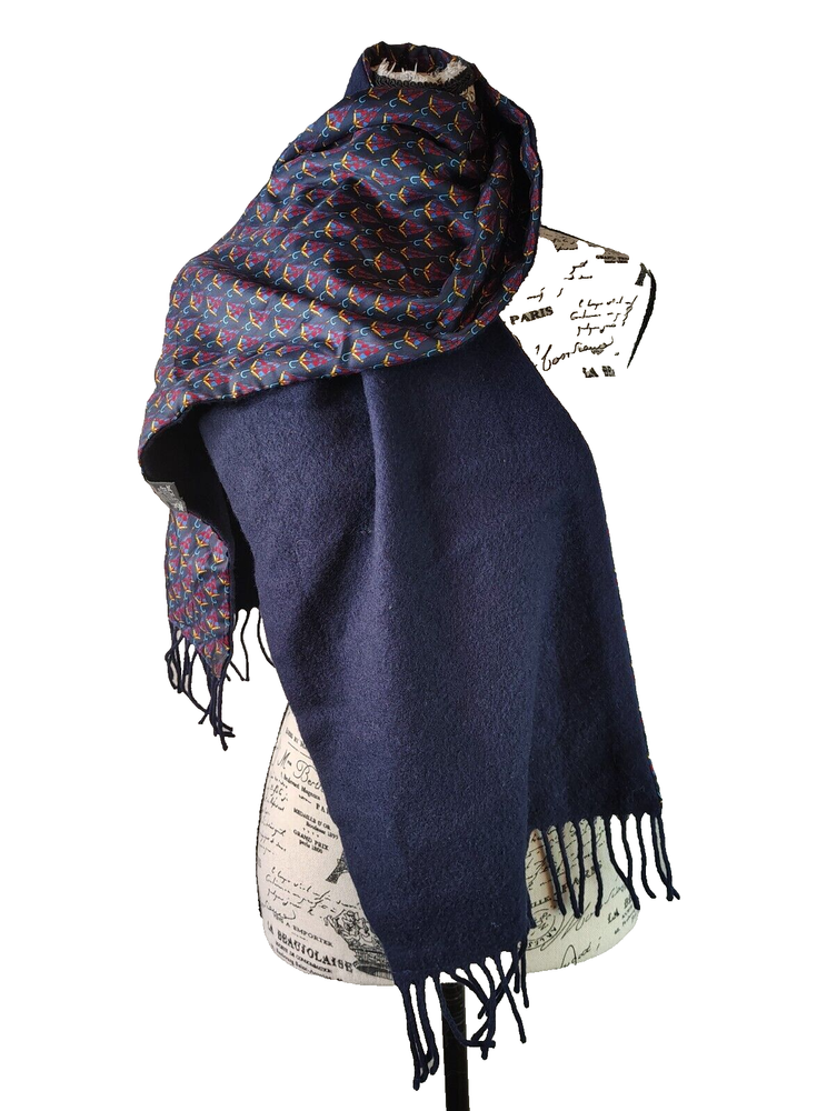 Chatsworth UK Silk Lambswool Scarf with Umbrella Print and Fringe