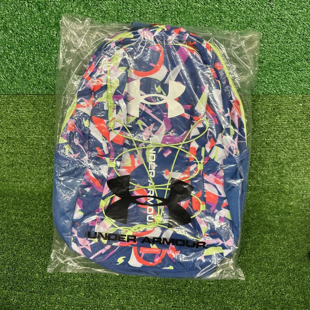 Under Armour Hustle 26L Backpack Blue White Orange Storm Laptop NWT