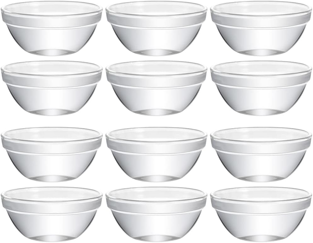 12-Piece Stackable Mini Glass Prep Bowls 2.3x1.1 Inch Serving Set