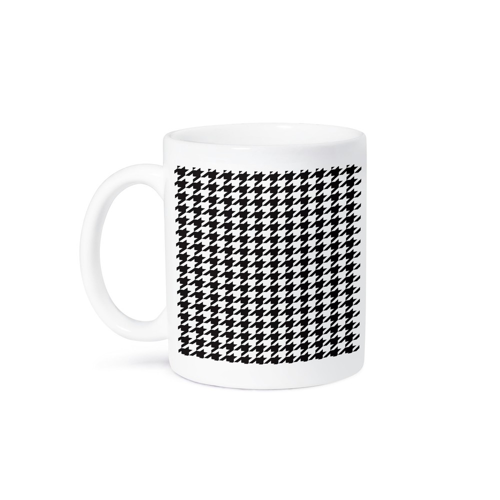 3dRose, Black And White Classic Preppy Houndstooth Pattern, Mug