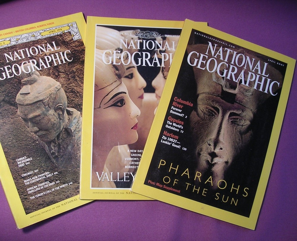 National Geographic Magazine, 3 issues, Egypt, China, Archeology, Fascinating