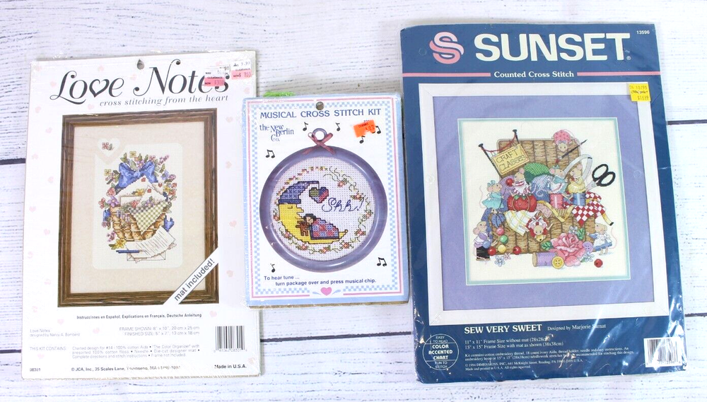 SUNSET Musical Moon Cross Stitch Kit with Love Notes by SEW VERY SWEET
