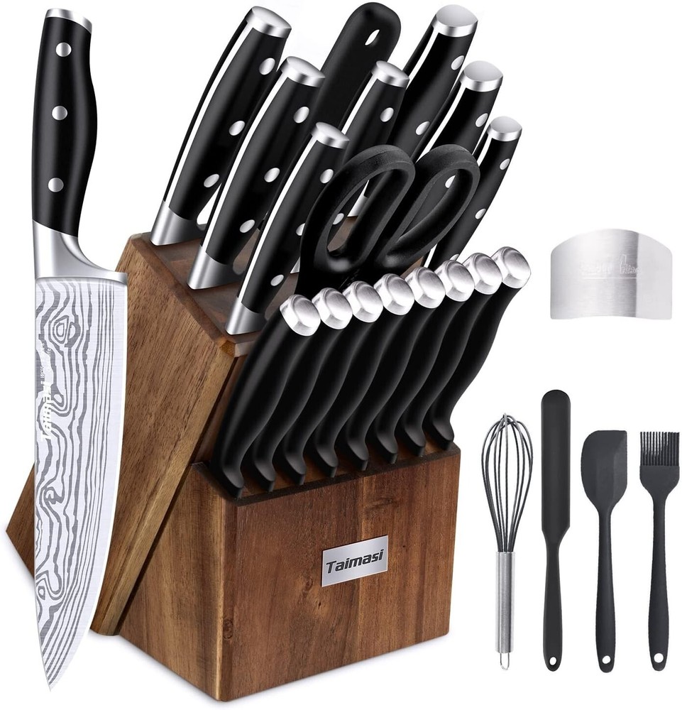 23-Piece Premium Kitchen Knife Set with Block and Sharpener Rod