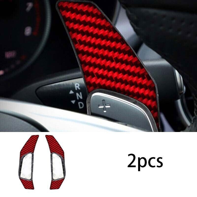 Steering Wheel Shift Paddles 2pc Fit For Benz GLE GLS 2016-2019 Red Carbon Fiber