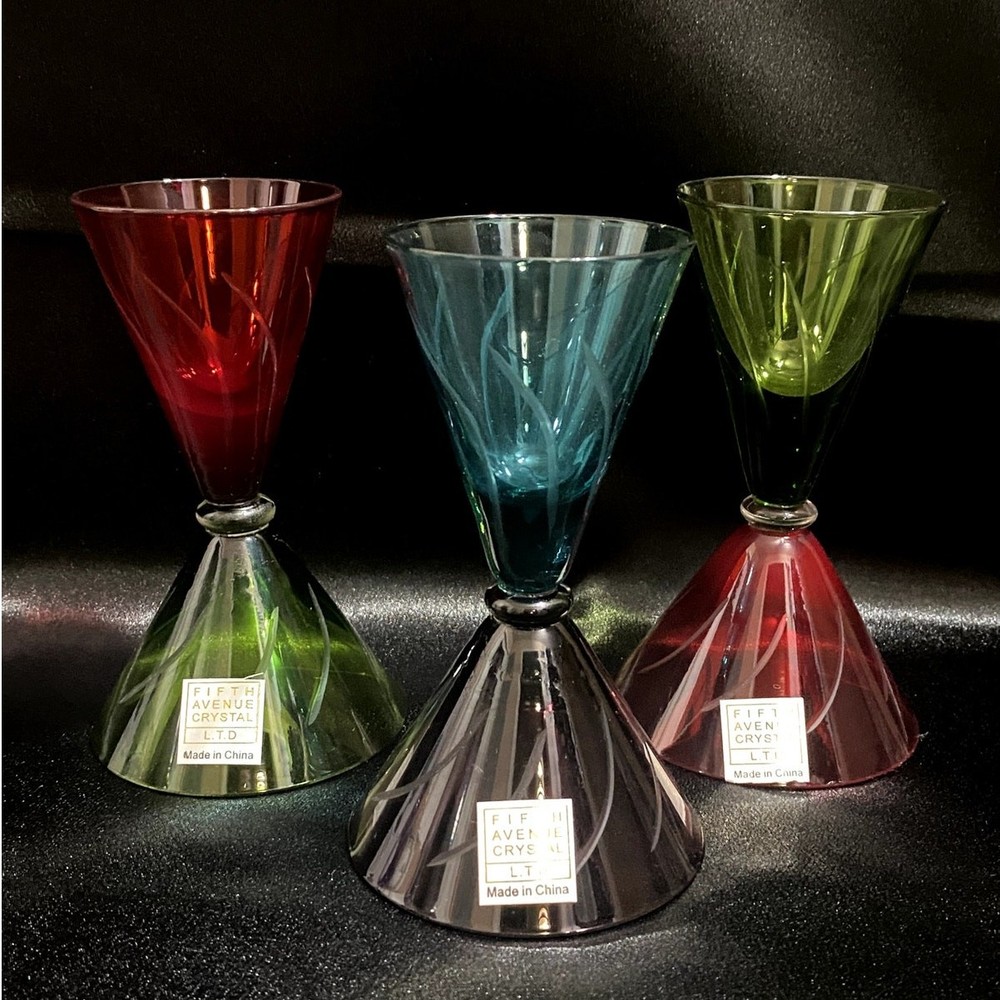 Vintage Etched Crystal Martini Glasses Set of 3 – Colorful Fifth Avenue Barware