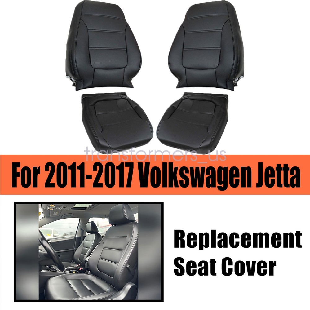 For 2011-2017 Volkswagen Jetta Driver & Passenger Bottom & Top Seat Cover Black