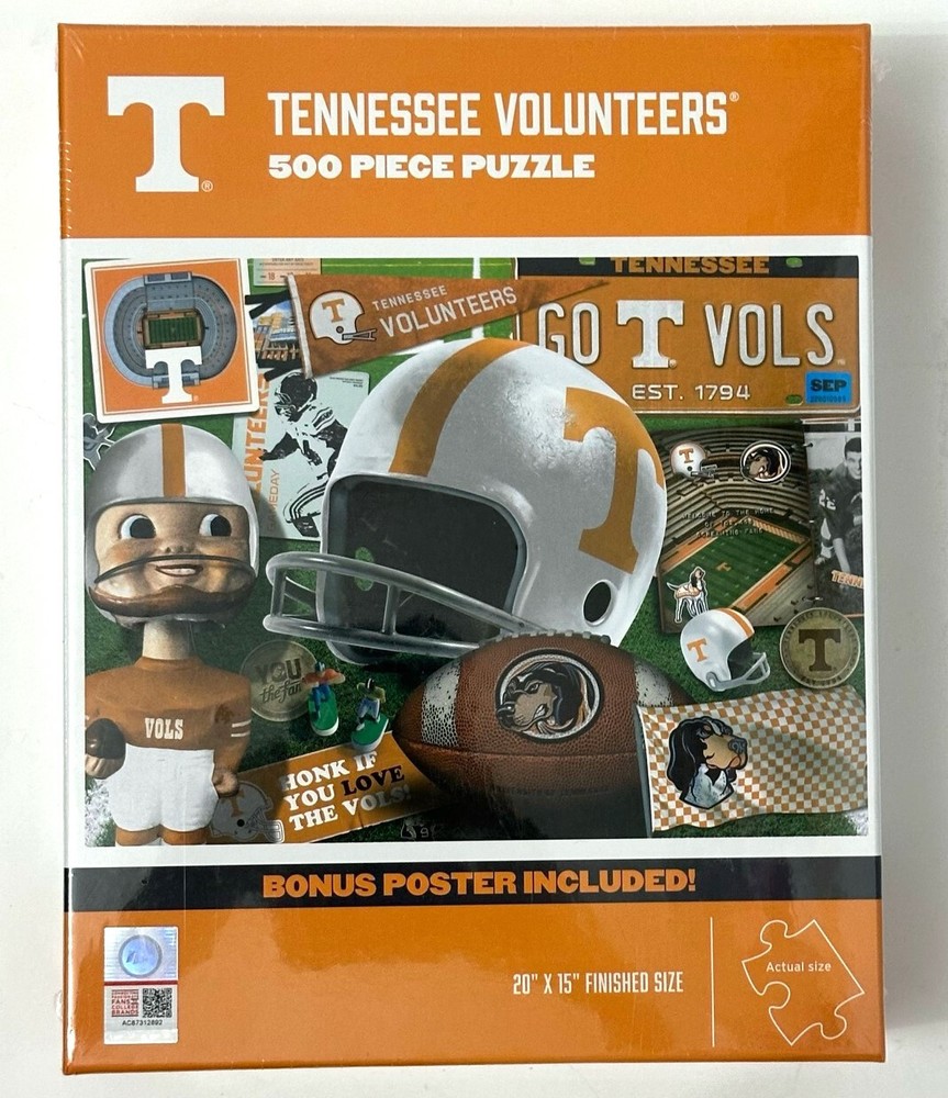 Tennessee Vols Volunteers Football NCAA Official Jigsaw Puzzle and Poster, NEW