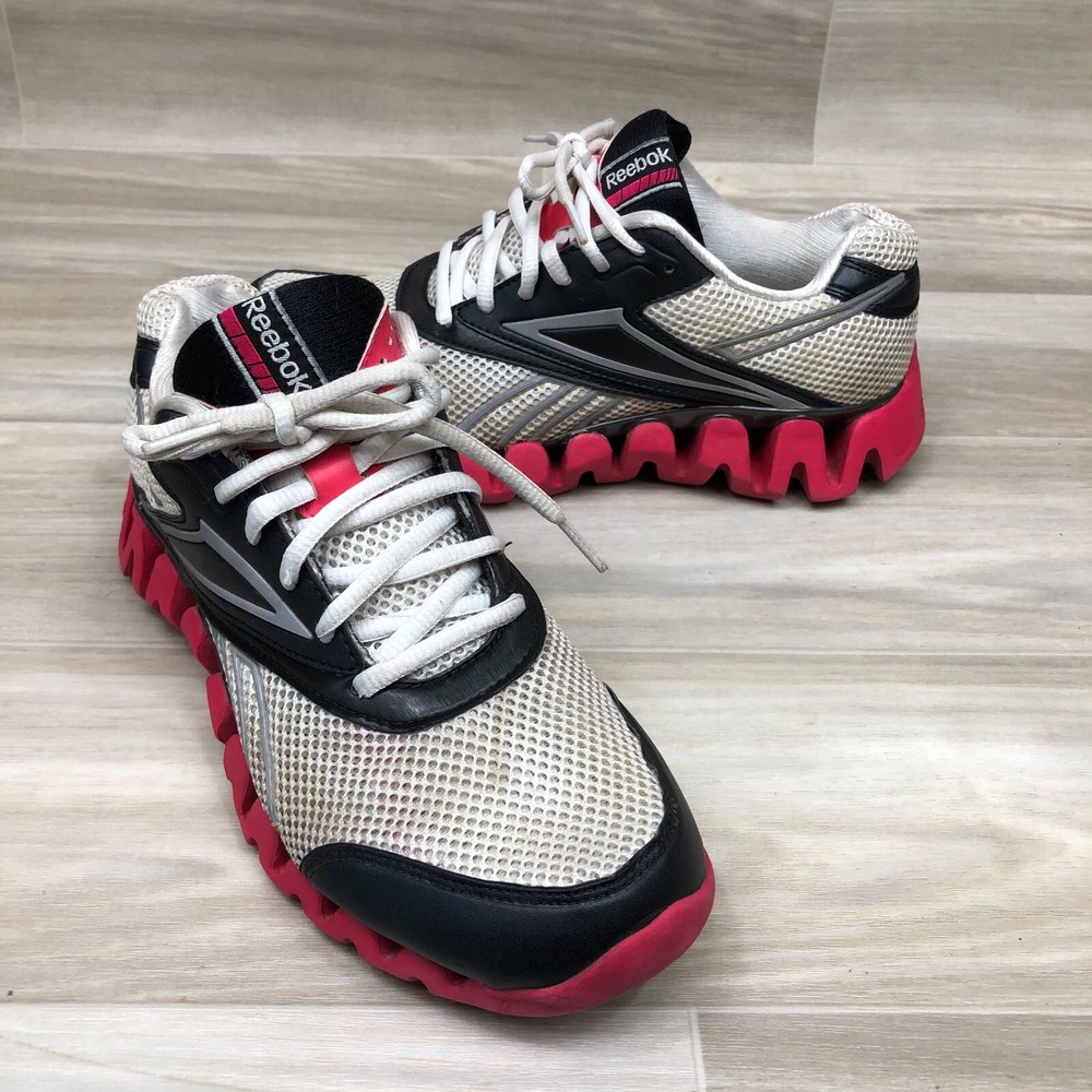 Reebok Womens Zig Tech Black Pink Running Sneakers Size 8