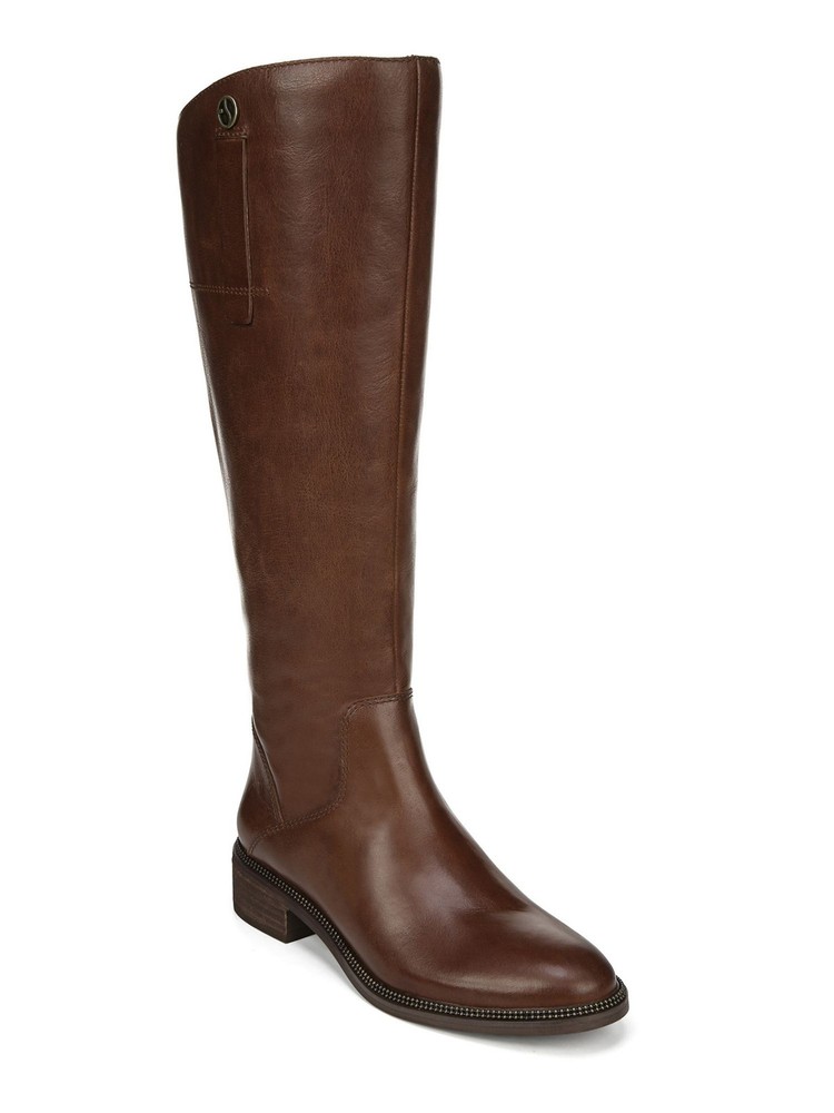 FRANCO SARTO Womens Brown Round Toe Block Heel Leather Boots Shoes 5 M WC