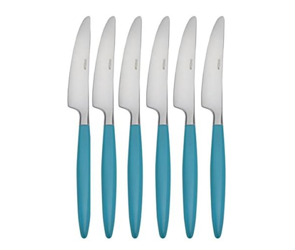 Oneida Terrace Aqua Set of 6 Dinner Knives, 9 1/8 Inches, Perfect for Outdoor Dining and Everyday Use