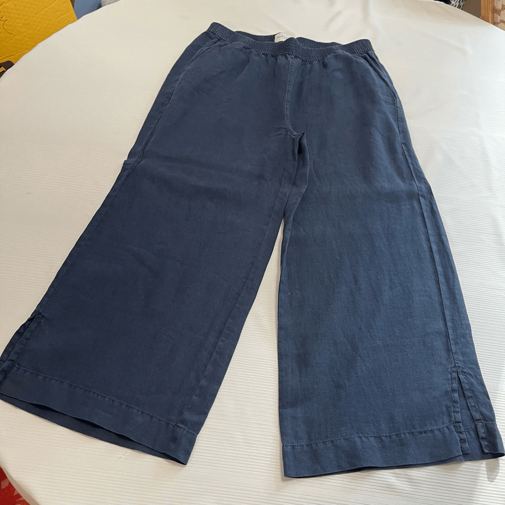Michael Stars Medium Blue Linen Cropped Pants