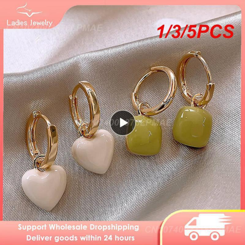 1/3/5PCS Lokaer Trendy Titanium Stainless Steel Square Charm Hoop Earrings Gold