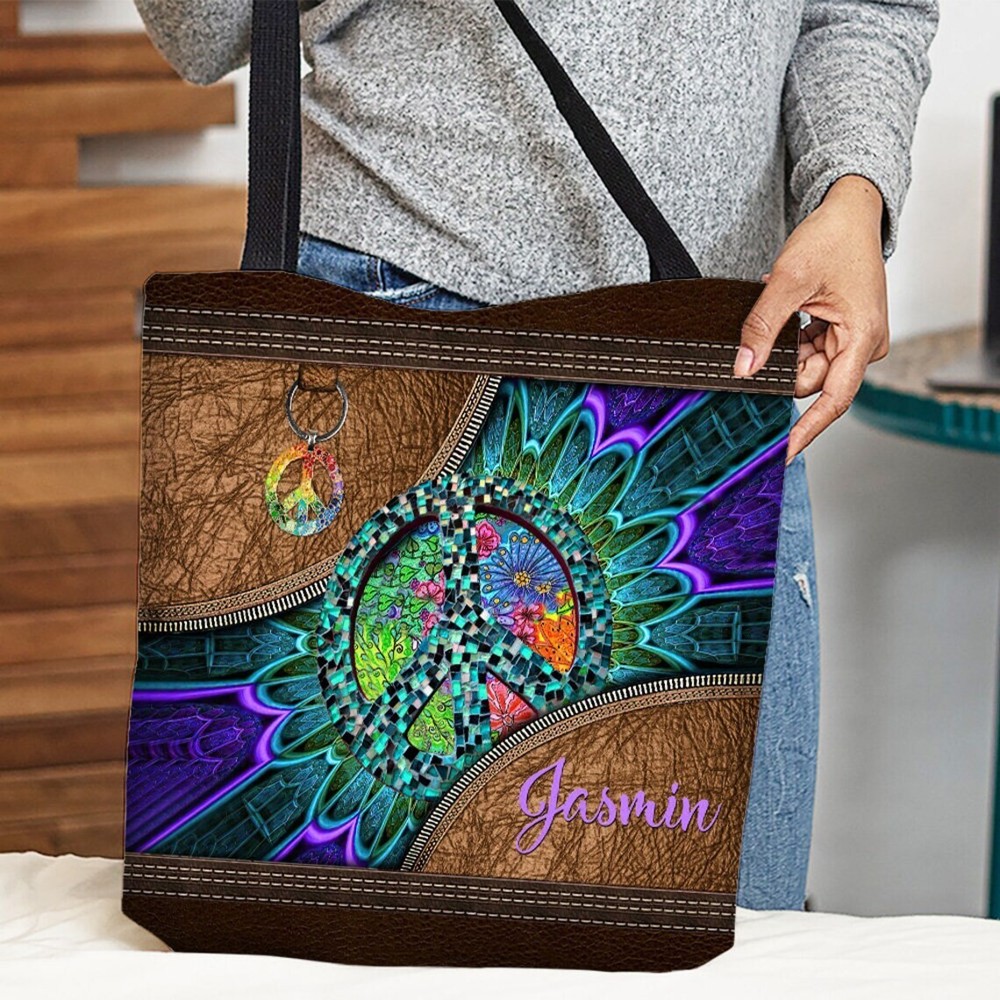 Personalized Hippie Soul Tote Bag, Vintage Hippie Soul Hippie Peace Handbag