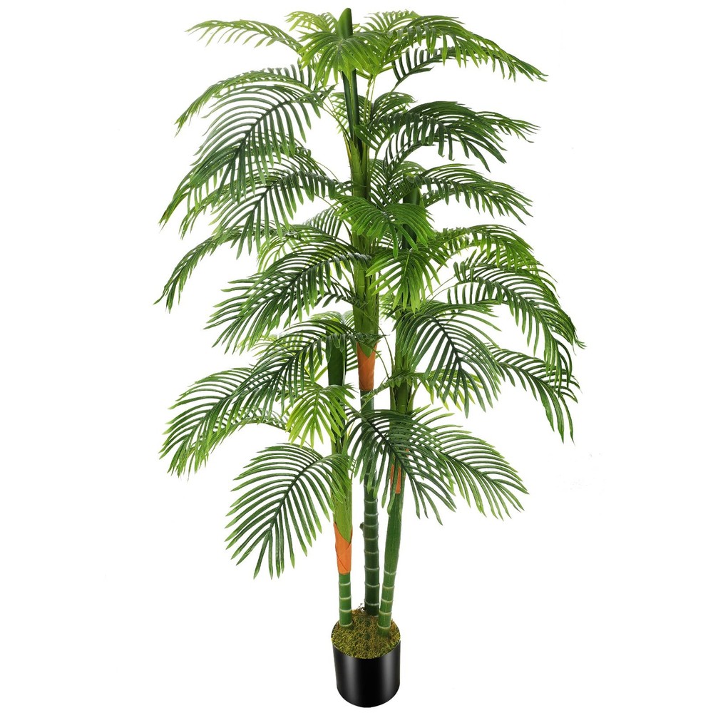 6ft Artificial Golden Cane Palm Tree with 3 Trunks 72in Fake Plant Indoor Outdoor