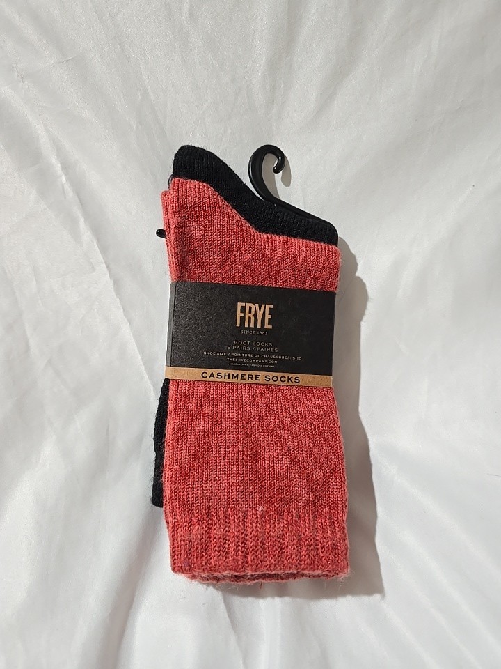 Frye Womens Wool Cashmere Blend Knit Boot Socks 2 Pairs Red Black NWT