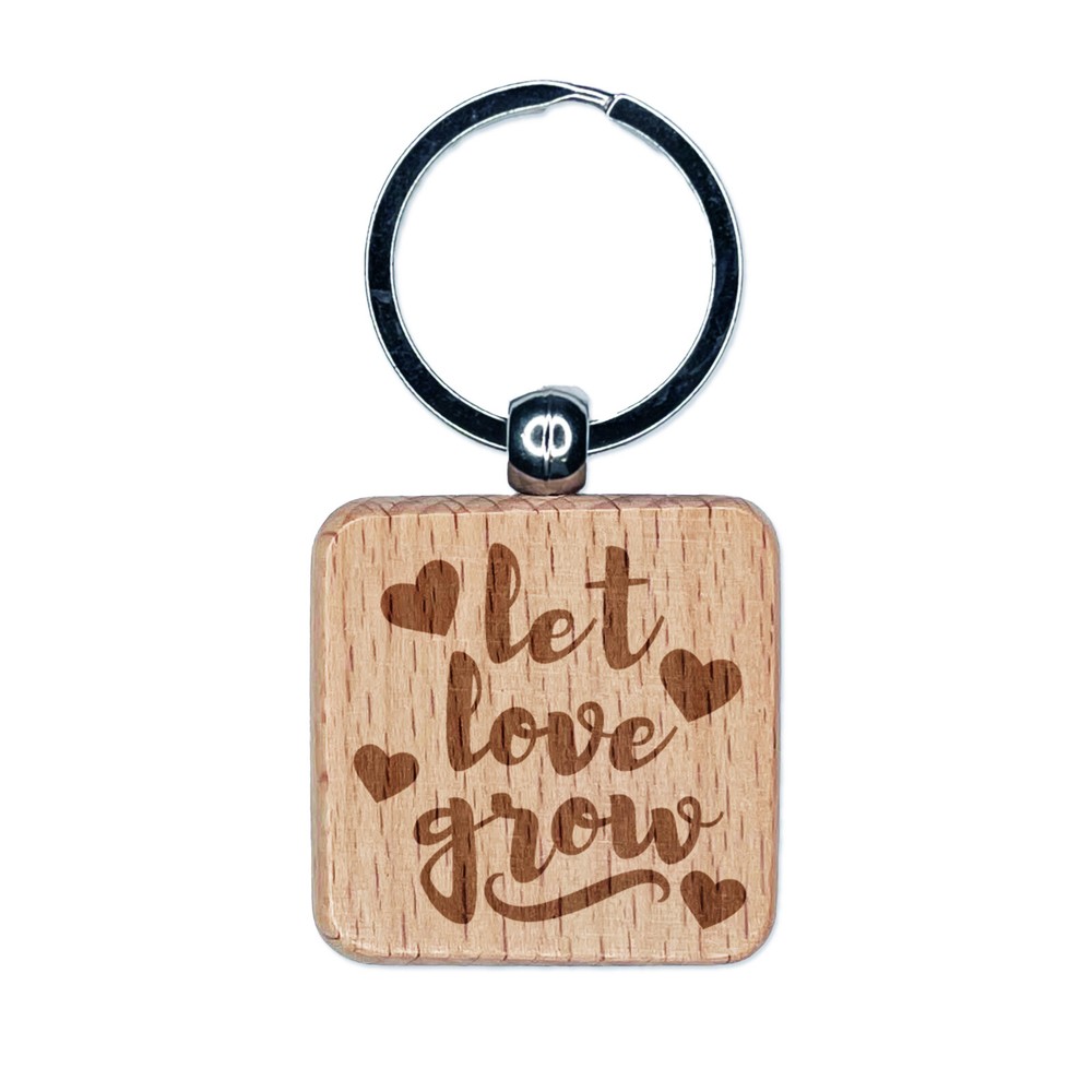 Engraved Wood Heart Keychain Tag for Love and Growth