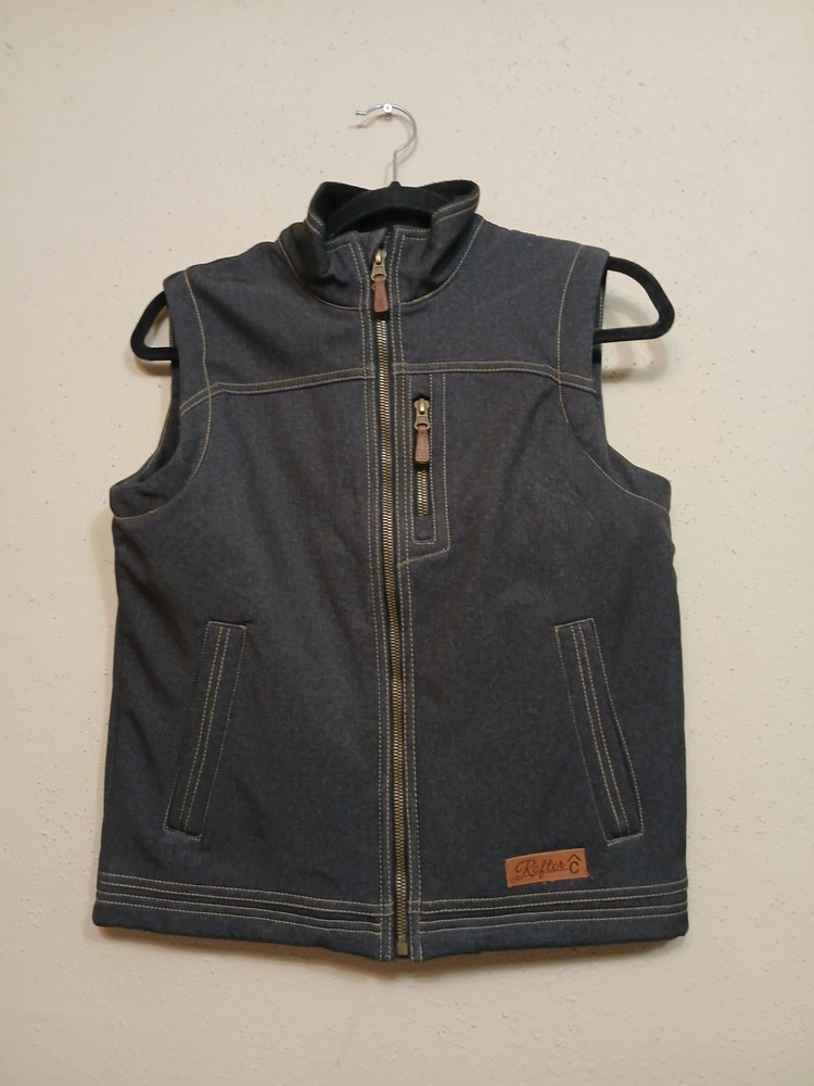 Rafter C Vest Mens Medium Gray Softshell Full Zip Lined Cowboy Workwear Western