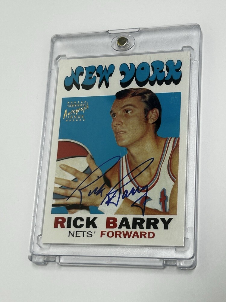 “1971-72” TOPPS 1996 CERTIFIED AUTOGRAPH ISSUE RICK BARRY NY NETS ON CARD AUTO