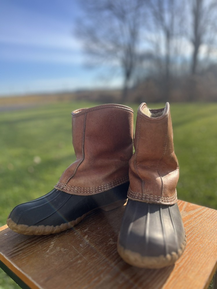 VTG LL Bean Boots Maine Duck Made in USA Leather Size 7 Women’s Hunting Sherpa