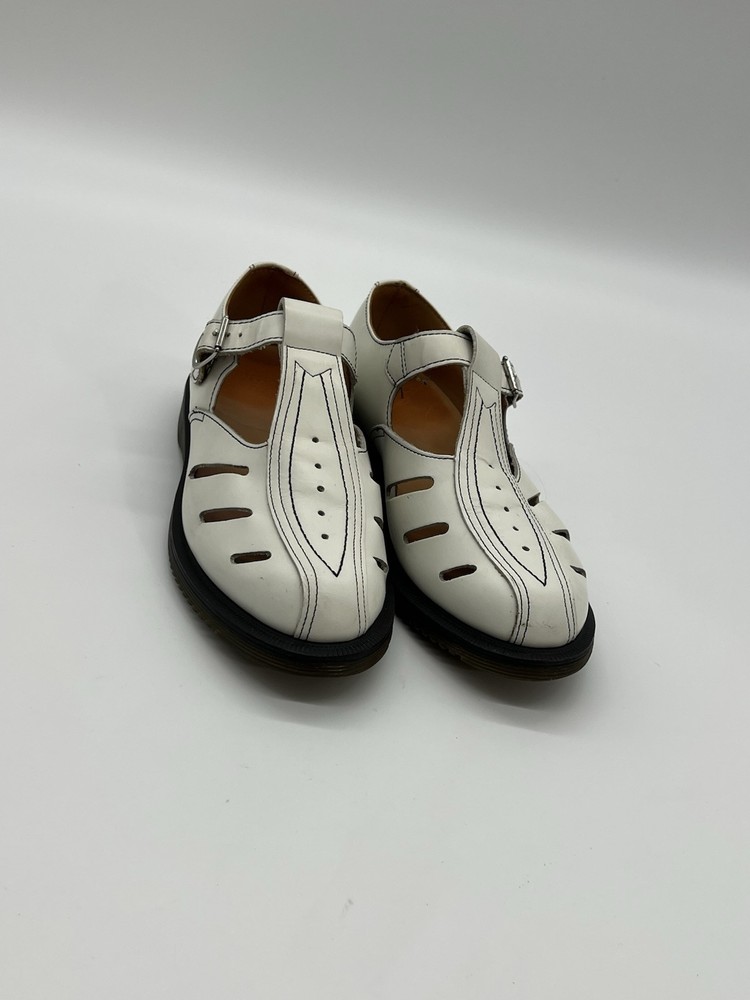 Dr Martens Deirdre Women’s Sz 7 Mary Jane White Leather Steampunk Prep Shoes.