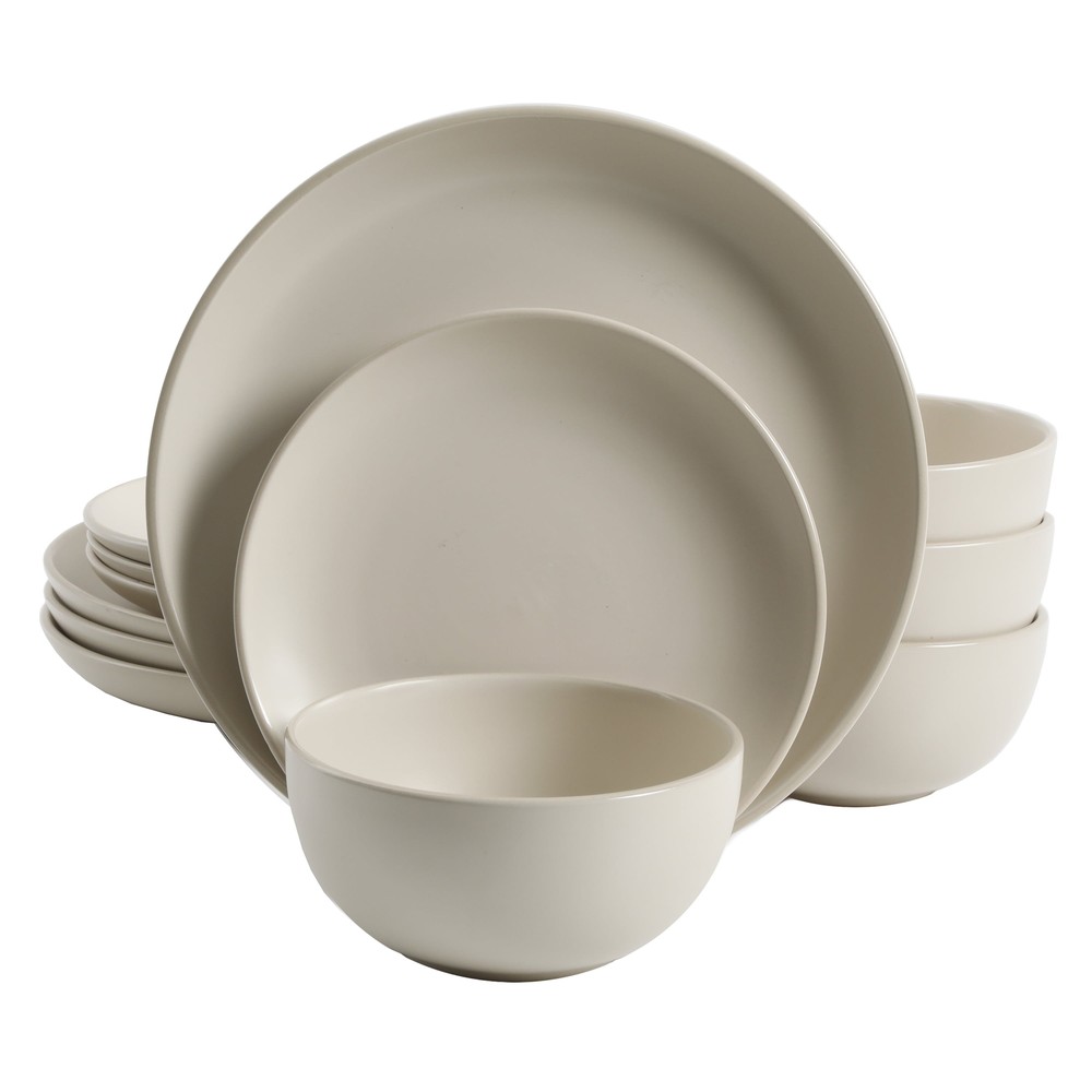 Better Homes & Gardens Zuri Matte 12-Piece Dinnerware Set, /Cream